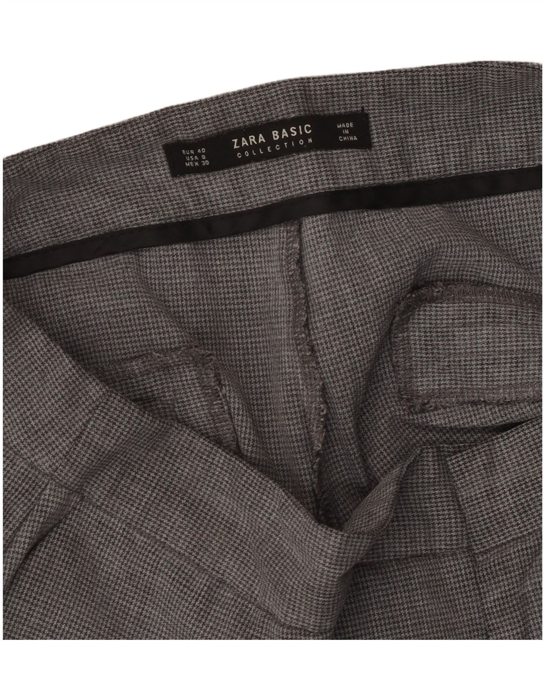 Pantaloni chino drepți pentru femei Zara EU 40 Medium L30 L27 Gri Houndstooth