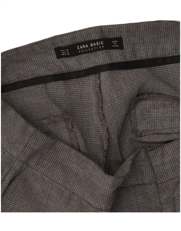 Pantaloni chino drepți pentru femei Zara EU 40 Medium L30 L27 Gri Houndstooth