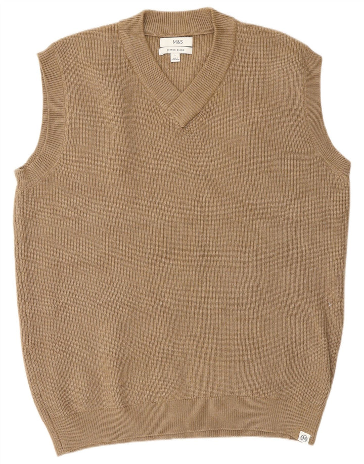 Marks & Spencer Vestă pentru bărbați Tank Top Mare Bej Poliester