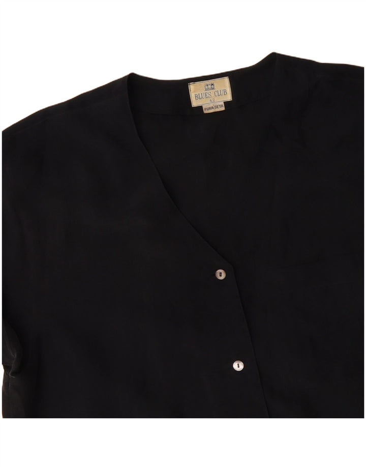 Bluză cămașă cu mânecă scurtă pentru femei BLUE CLUB IT 42 Mătase medie neagră