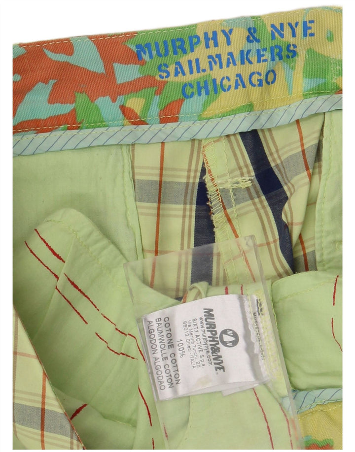 Pantaloni scurți chino pentru bărbați Murphy & Nye W34, bumbac cu carouri verzi mari