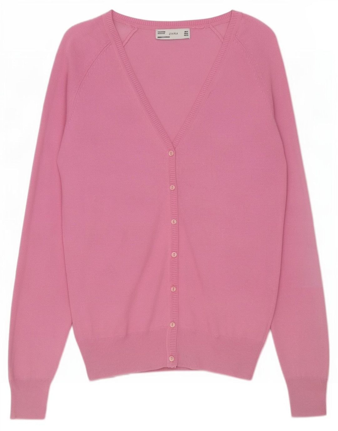 Pulover cardigan pentru femei Zara UK 12, bumbac roz mediu