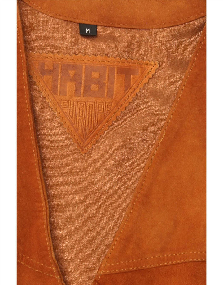 Vestă vintage bărbătească din piele intoarsa maro mediu