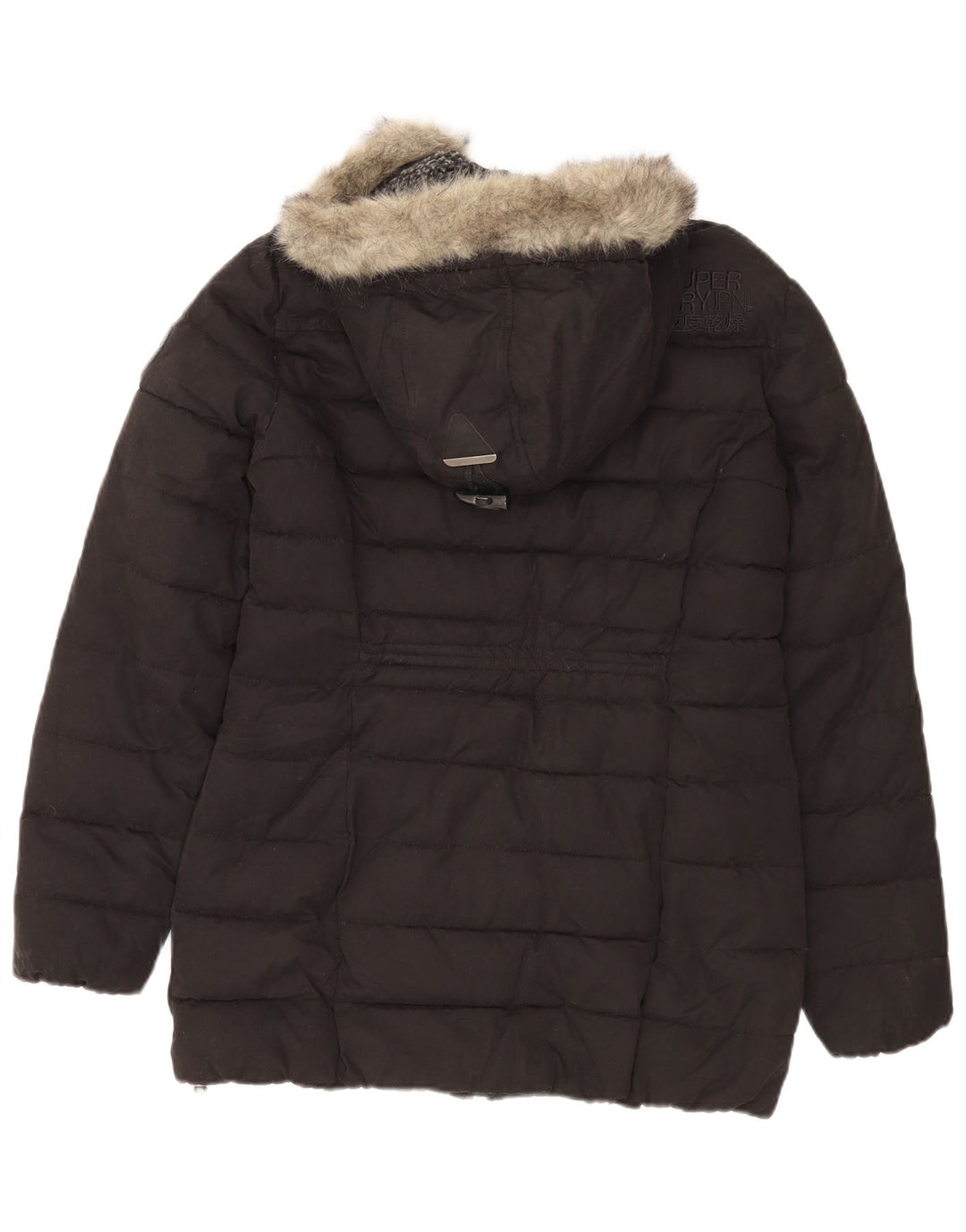 Jachetă căptușită cu glugă Superdry pentru femei UK 14 Poliester negru mare