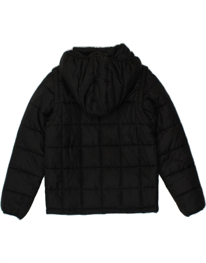 KAPPA Boys Hooded Padded Jacket 11-12 Years Black Polyester Vintage Kappa and Second-Hand Kappa from Messina Hembry 