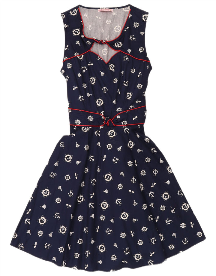 Rochie A-Line pentru femei Trollied Dolly, cu model abstract, UK 14, mare, bleumarin