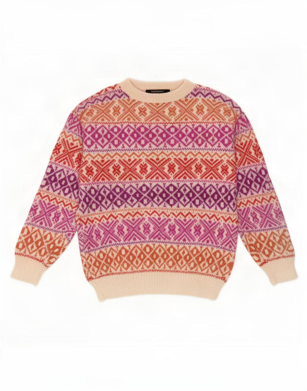 Pulover vintage pentru bărbați cu gâtul turnat, mic, multicolor, Fair Isle