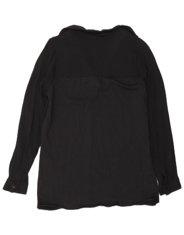 Bluză cu mânecă lungă pentru femei Massimo Dutti Top UK 10 Small Black Viscose
