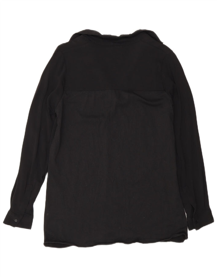 Bluză cu mânecă lungă pentru femei Massimo Dutti Top UK 10 Small Black Viscose