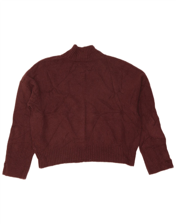 Whistles Pulover crop cu gât țestoasă pentru femei UK 14 Lână maro medie