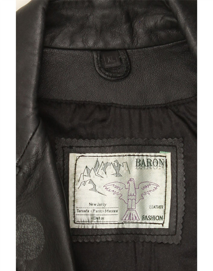 VINTAGE Womens Leather Coat UK 18 XL Black Leather Vintage Vintage and Second-Hand Vintage from Messina Hembry 