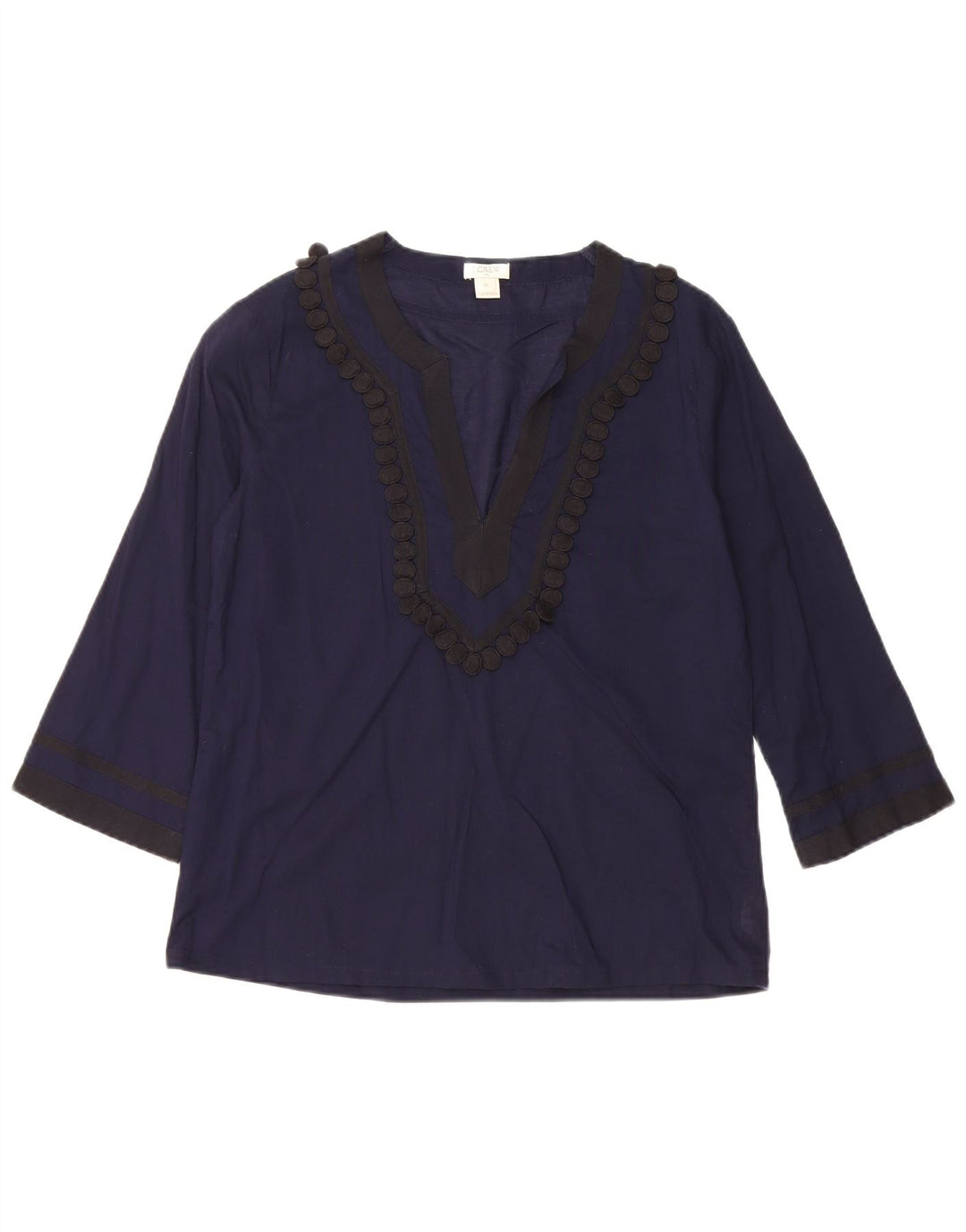 Bluză supradimensionată cu mâneci 3/4 pentru femei J. CREW UK 6 XS bumbac bleumarin