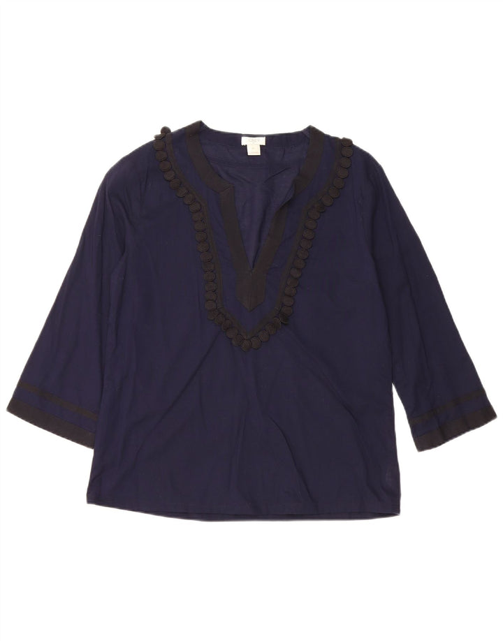 Bluză supradimensionată cu mâneci 3/4 pentru femei J. CREW UK 6 XS bumbac bleumarin