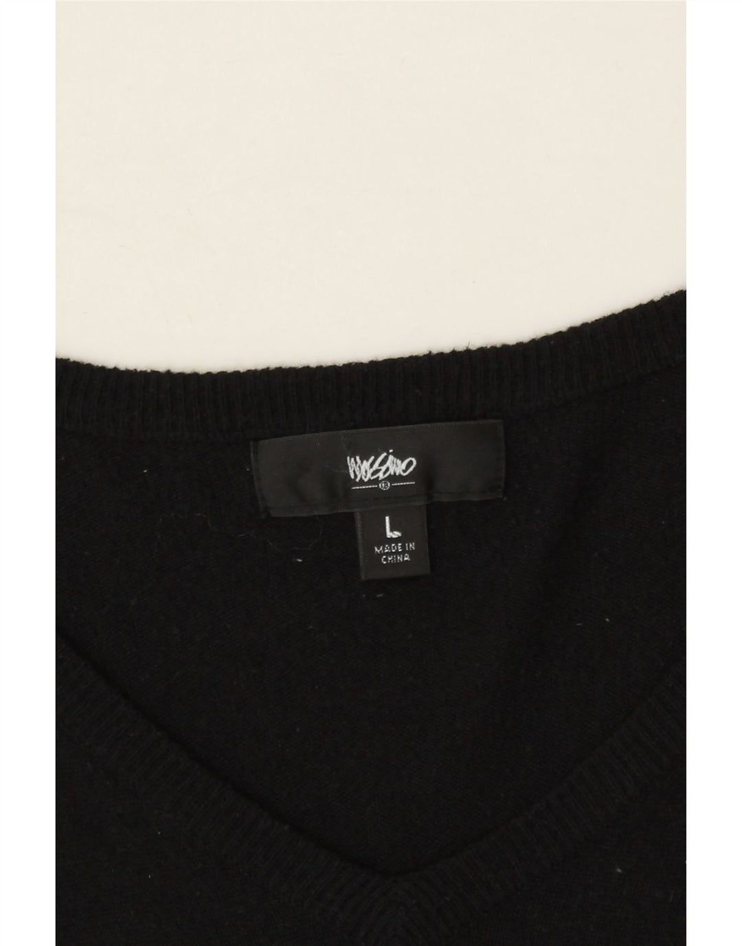 MOSSIMO Womens V-Neck Jumper Sweater UK 16 Large Black Nylon Vintage Mossimo and Second-Hand Mossimo from Messina Hembry 