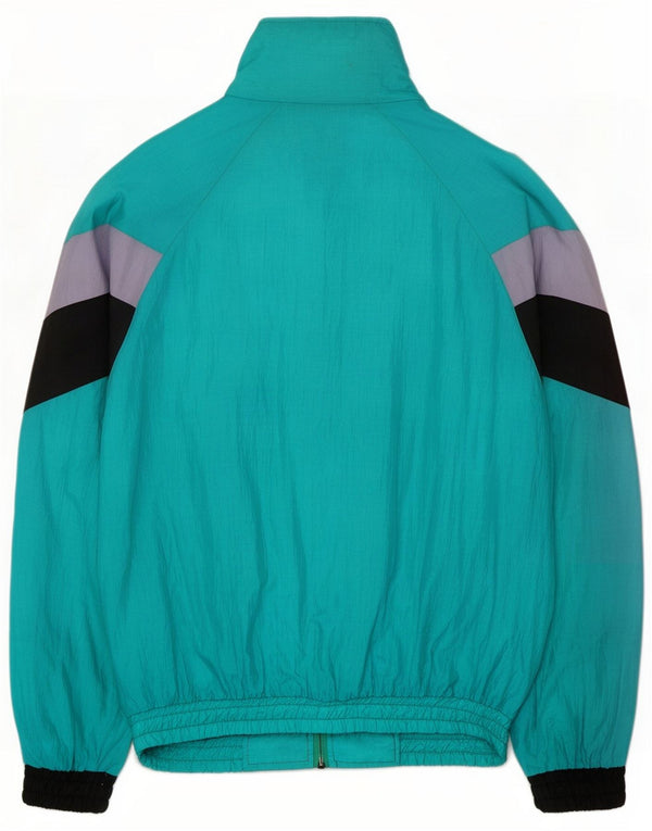 Vintage Mens Trening Top Jacket Large Blue Colourblock