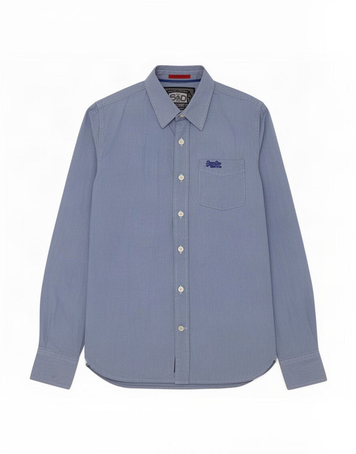 Cămașă pentru bărbați Superdry, bumbac cu dungi albastre medii