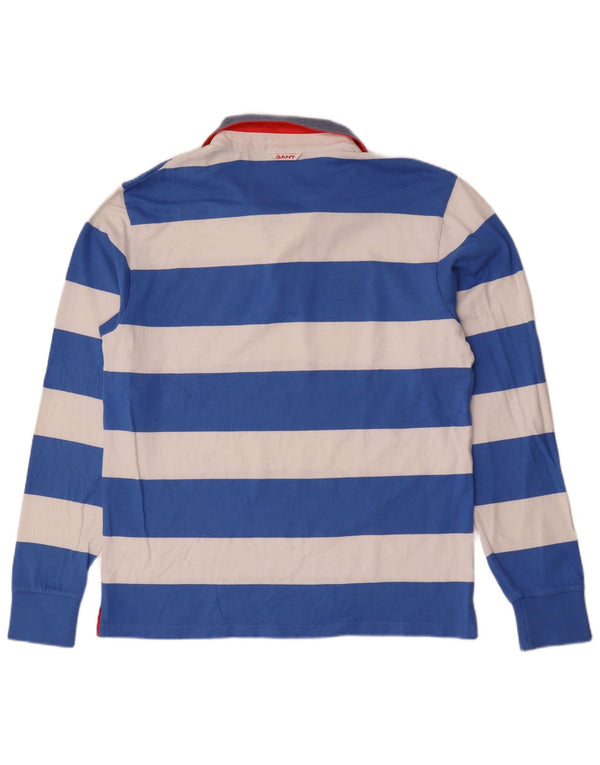 Tricou polo rugby pentru bărbați cu mânecă lungă XL, bumbac cu dungi albastre