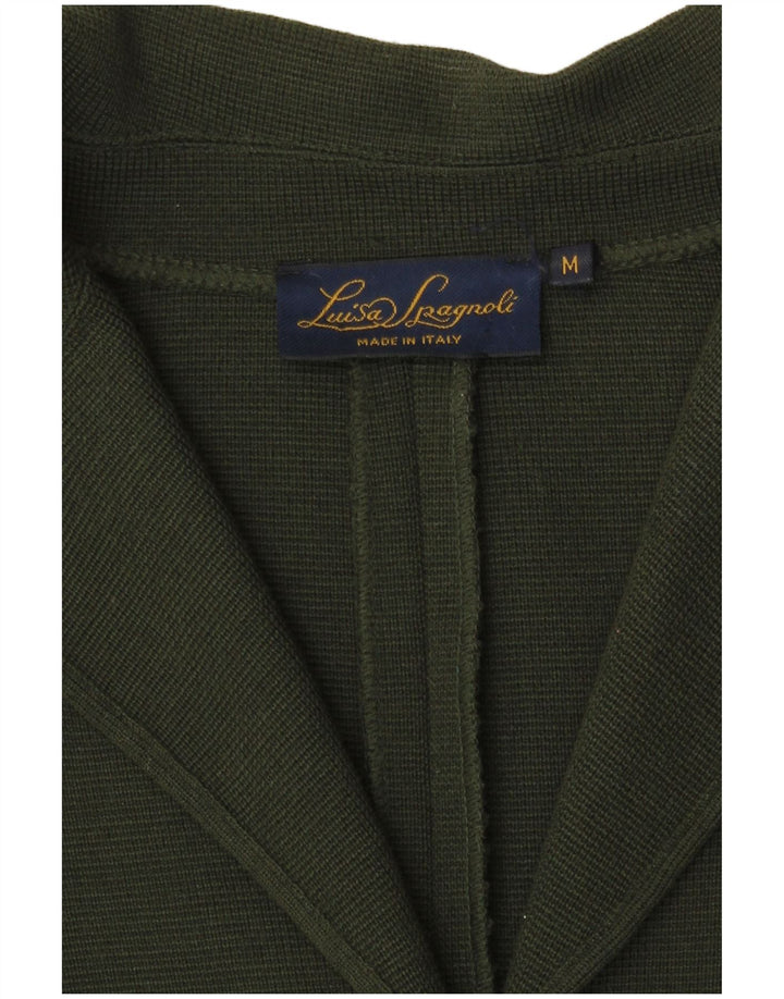 Luisa Spagnoli Pulover cardigan pentru femei UK 14 Medium Khaki Lână virgină