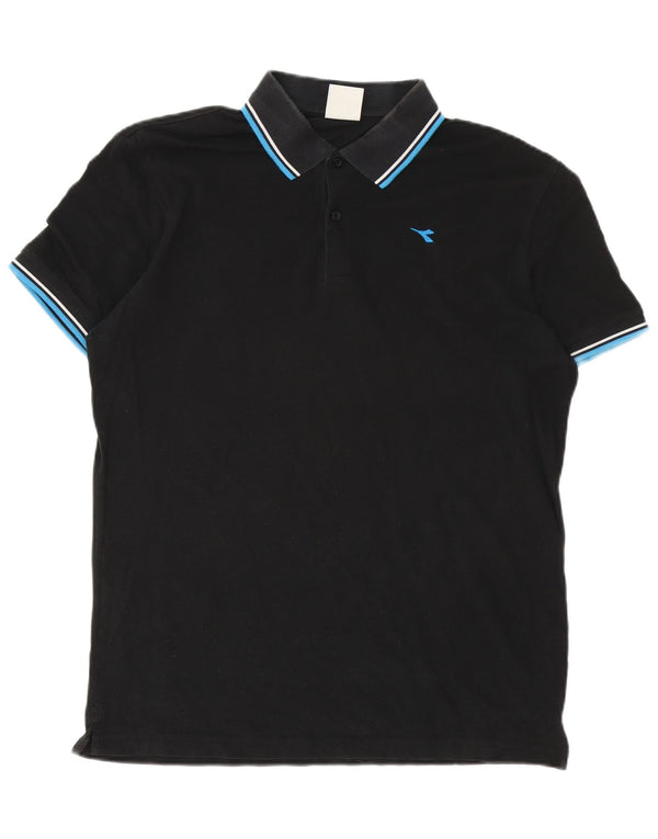 Tricou polo pentru bărbați Diadora XL, bumbac cu dungi negre