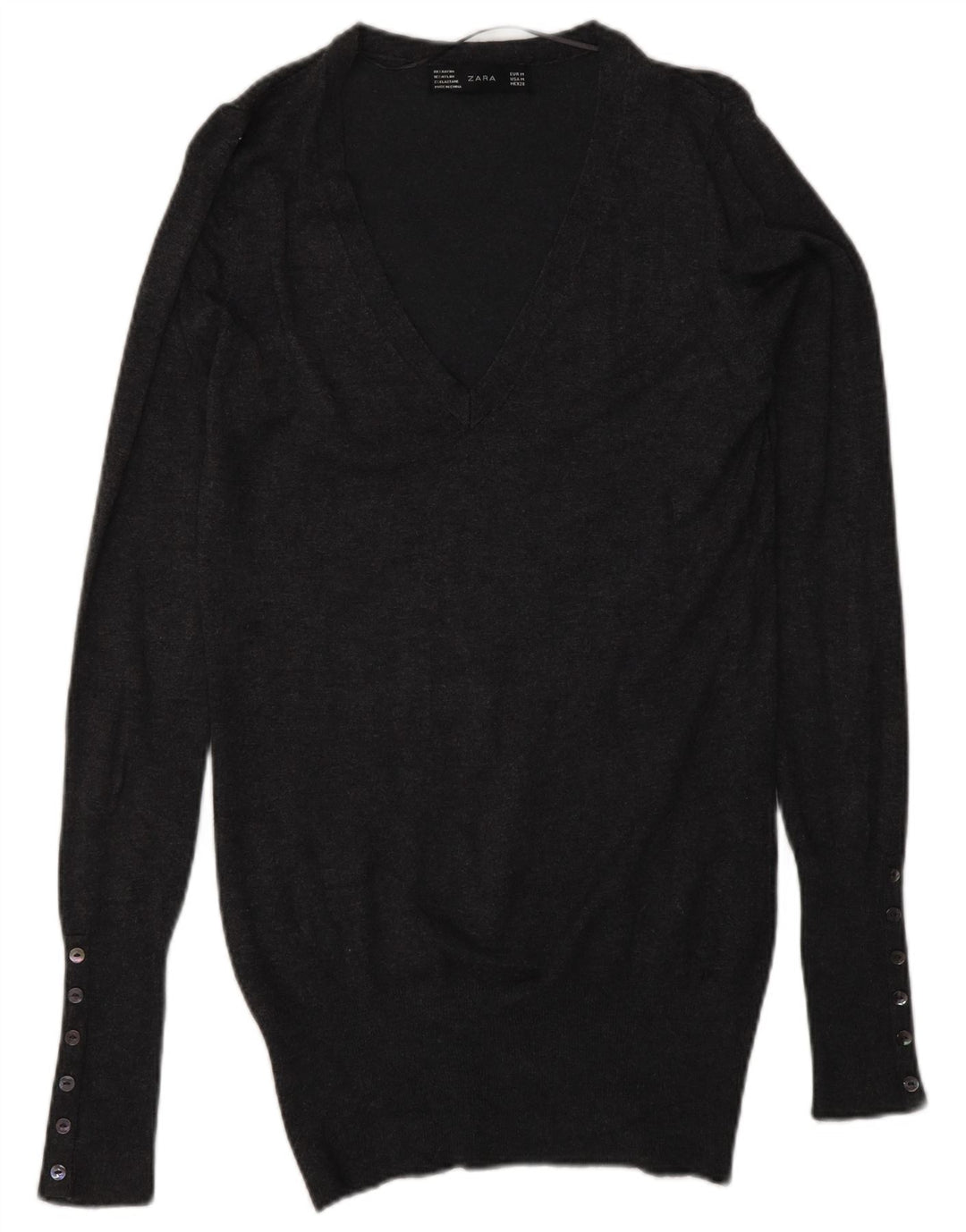 Pulover cu decolteu în V ZARA pentru femei UK 12 Gri mediu