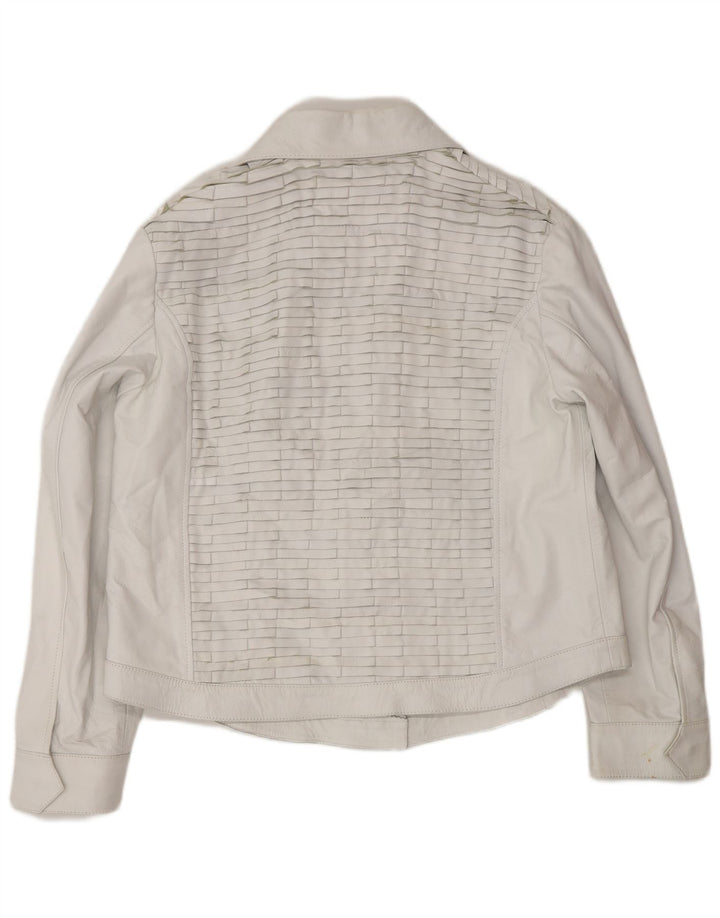 Jachetă Bomber din piele vintage pentru femei UK 16, mare, gri din piele