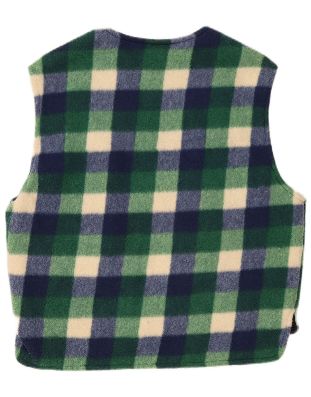 Gilet vintage pentru bărbați din fleece UK 38 Medium Green Gingham Poliester