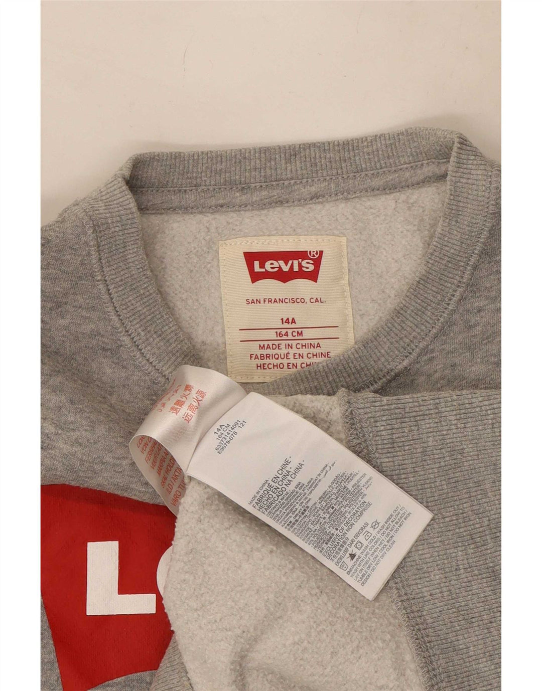 Pulover cu grafică Levi's pentru băieți, 13-14 ani, bumbac cu pete gri