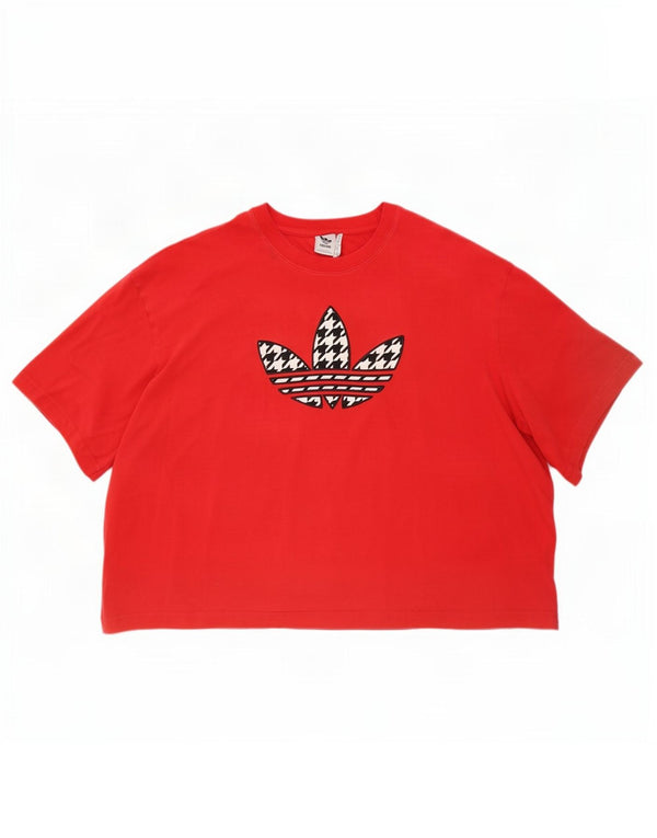 Tricou cu grafic supradimensionat pentru femei Adidas UK 28/30 3XL bumbac roșu