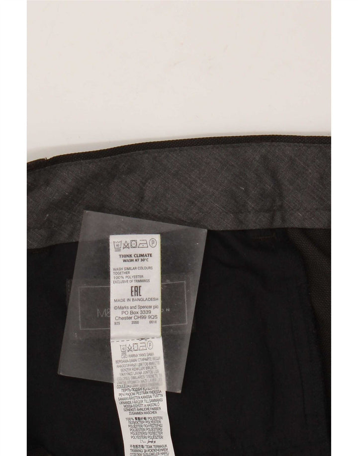 Marks & Spencer Pantaloni de costum crop regular pentru bărbați W38 L25 poliester gri