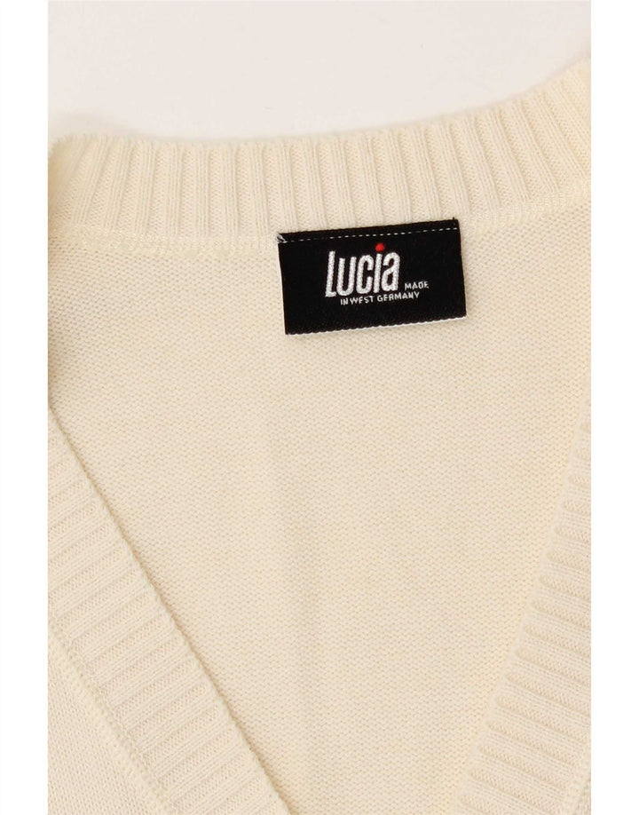 Pulover cardigan pentru femei Lucia UK 14 Poliacrilic alb mediu