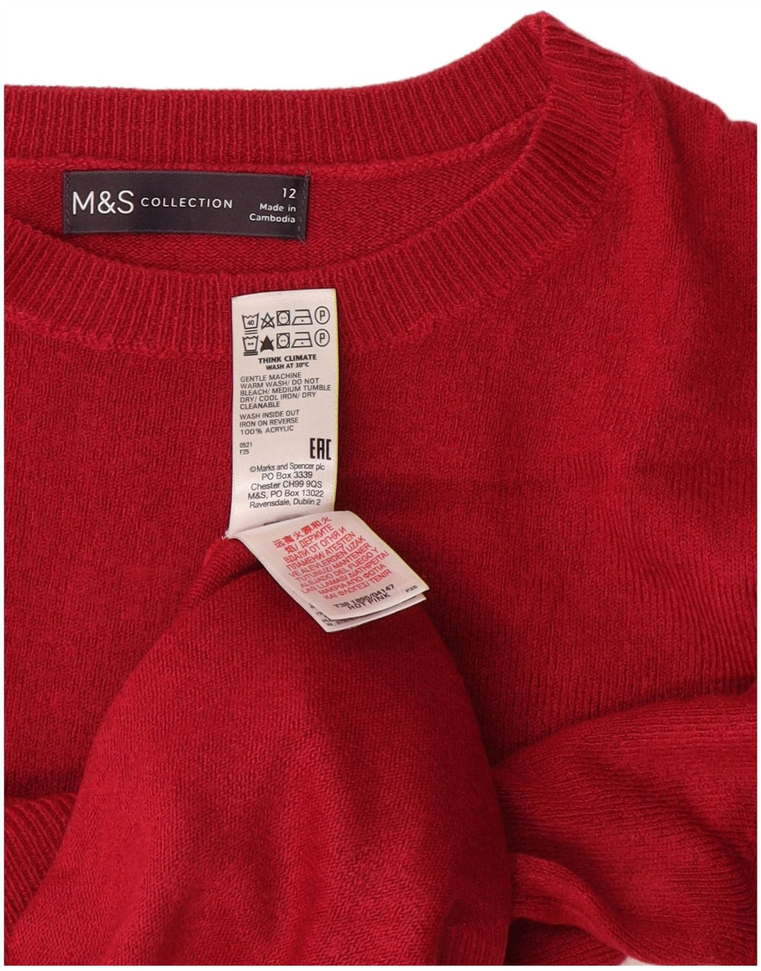 Pulover pentru femei Marks & Spencer Crop Boat Gât, UK 12 Medium Red