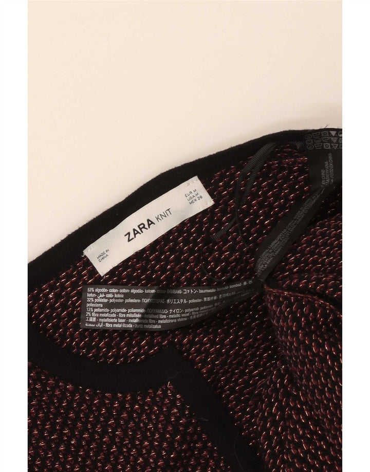 Pulover cardigan deschis pentru femei Zara UK 14 Medium Red Geometric