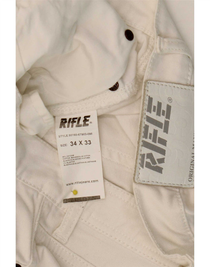 Blugi drepti pentru femei Rifle W34 L28 Bumbac alb