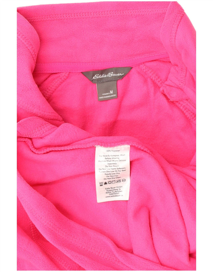 Pulover pentru femei Eddie Bauer, cu fermoar și gât, din lână, UK 14, poliester roz mediu