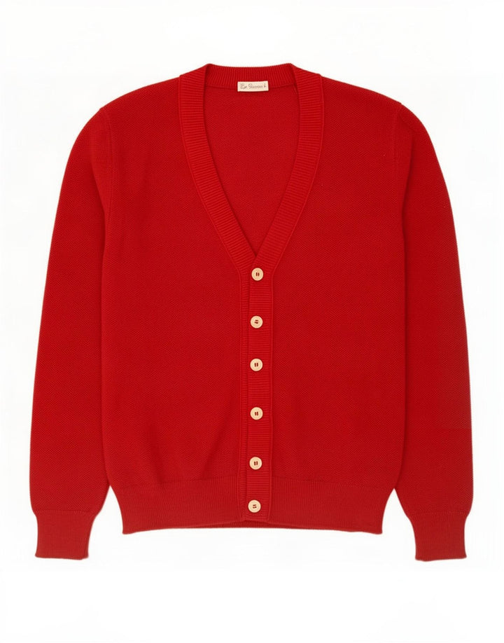 Cardigan Vintage pentru bărbați din lână roșie medie
