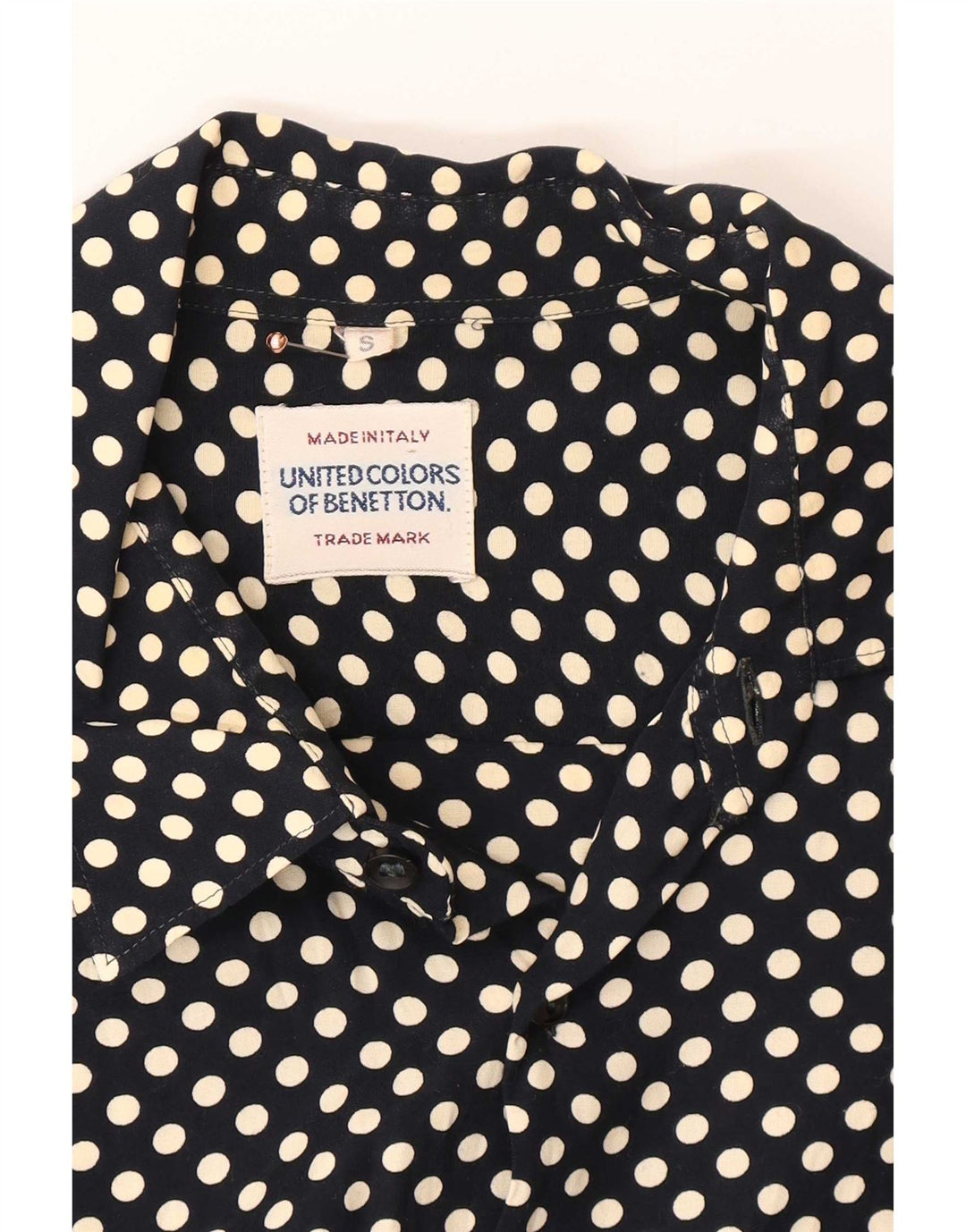 Cămașă Benetton pentru bărbați, cu buline mici, bleumarin
