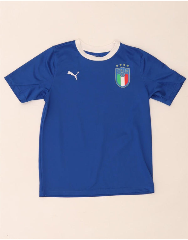 Tricou Puma pentru băieți Italia Top 11-12 ani, albastru, color block