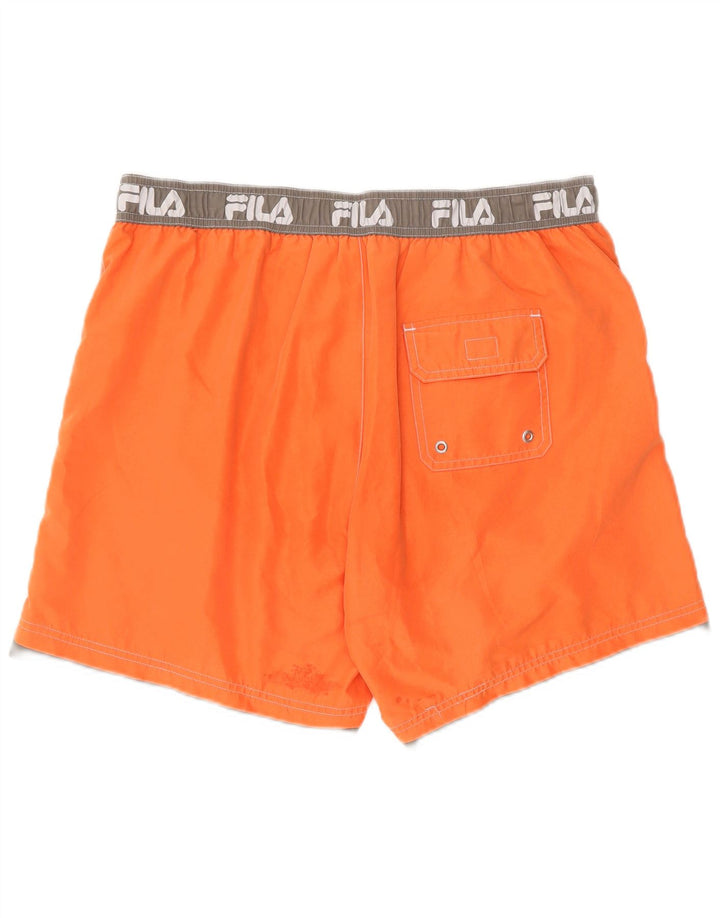 Pantaloni scurți de înot cu grafică Fila pentru bărbați, mari, portocalii, din poliester