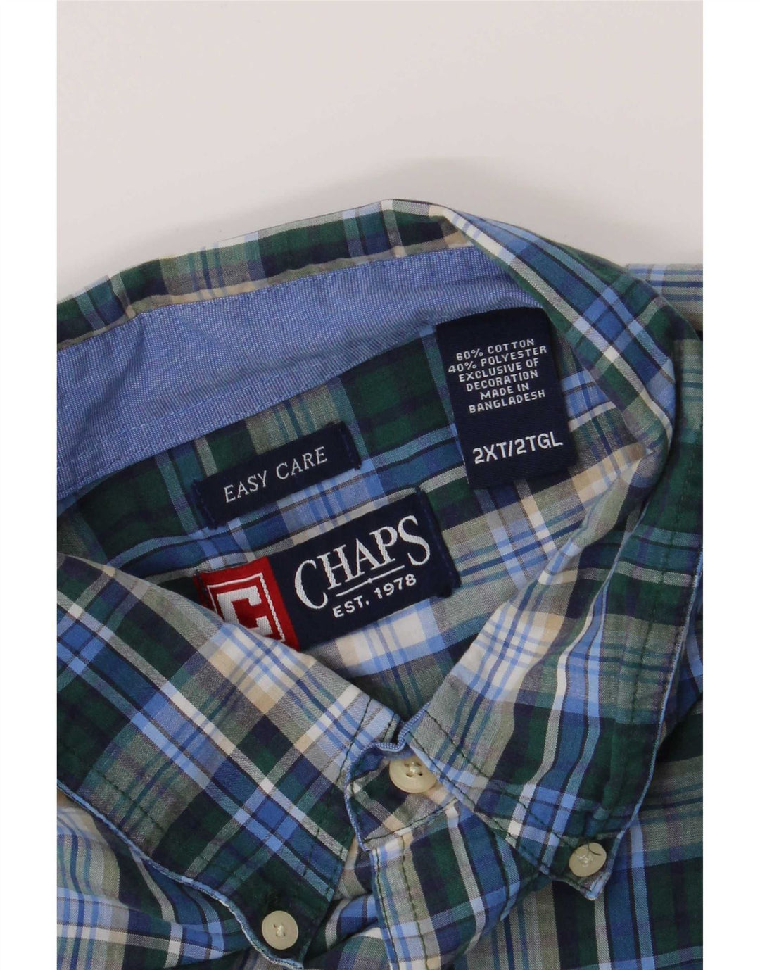 Cămașă pentru bărbați Chaps Easy Care 2XL, bumbac cu carouri albastre