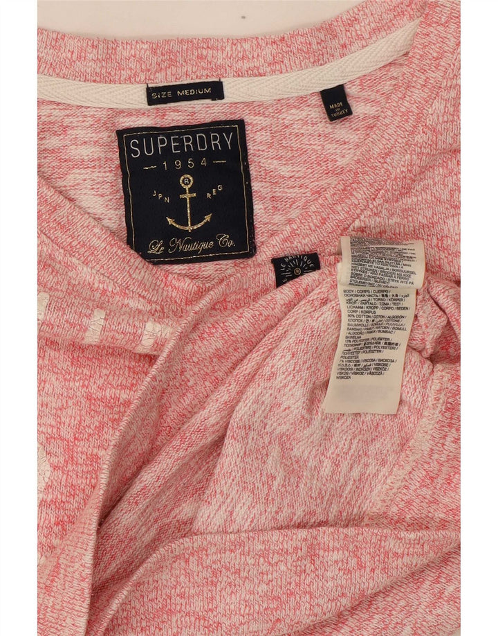 Pulover cu grafic pentru femei Superdry UK 14 Medium Pink Flecked