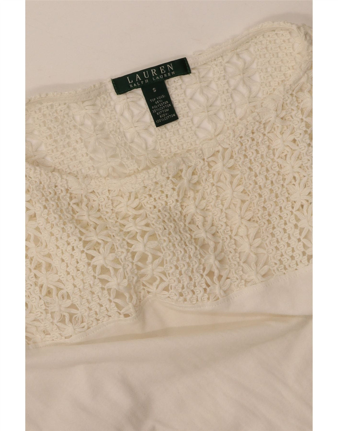 Bluză pentru femei RALPH LAUREN Top UK 10 Bumbac alb mic