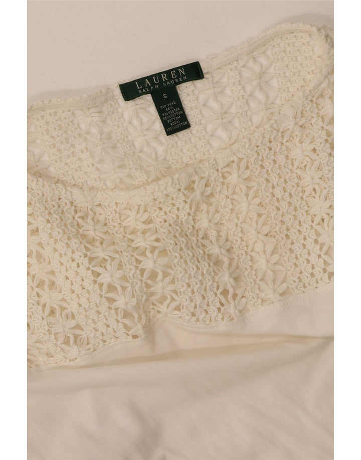 Bluză pentru femei RALPH LAUREN Top UK 10 Bumbac alb mic