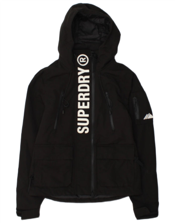 Jachetă Windbreaker pentru femei cu glugă Superdry UK 10 Poliester negru mic