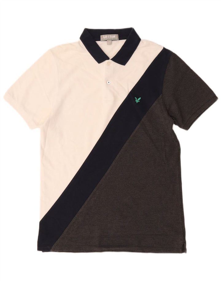 Tricou polo Lyle & Scott pentru bărbați, bumbac alb mediu, bloc de culoare