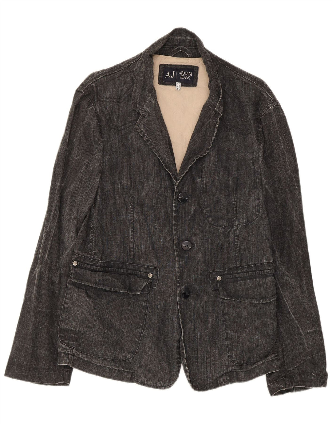 Armani Jeans Jachetă pentru bărbați din denim cu 3 nasturi, IT 50, in gri mediu