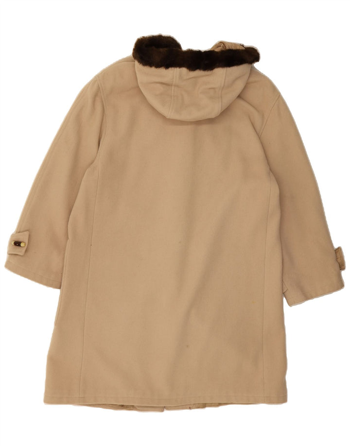 VINTAGE Womens Hooded Duffle Coat IT 46 Large Beige Wool Vintage Vintage and Second-Hand Vintage from Messina Hembry 