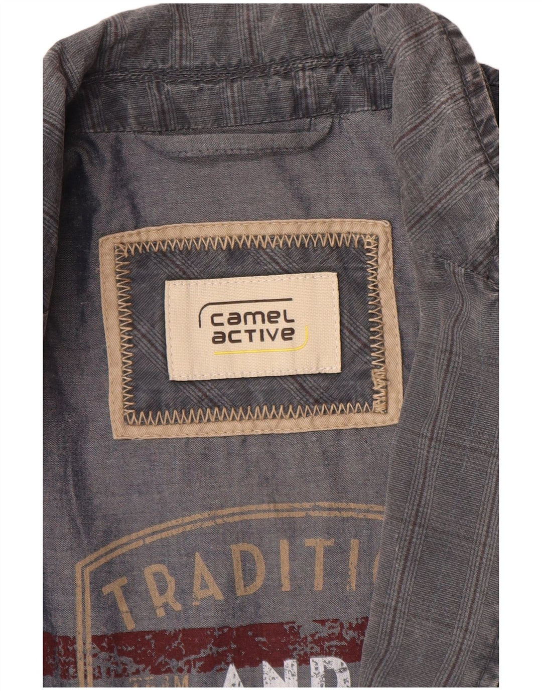 CAMEL ACTIVE Jachetă pentru bărbați cu 2 nasturi IT 48 Bumbac cu carouri albastru mediu