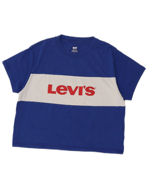 Tricou cu grafic crop Levi's pentru femei Top UK 10 Small Blue Colorblock