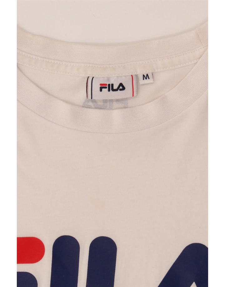 FILA Mens Graphic T-Shirt Top Medium White Cotton Vintage Fila and Second-Hand Fila from Messina Hembry 