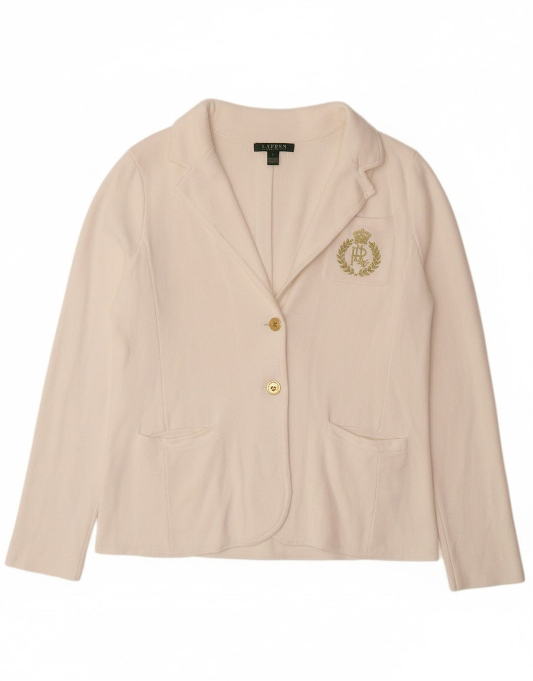 Pulover cardigan pentru femei RALPH LAUREN UK 16 mare bumbac alb